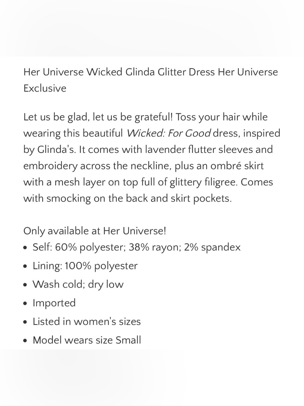 Her Universe Wicked Glenda Glitter Dress - Picture 15 of 15
